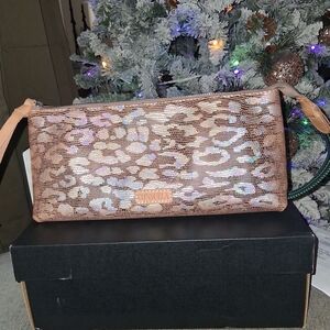 Consuela Iridescent Leopard Print Clutch